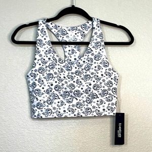 Bebe Sport paisley black white sports bra size small NEW